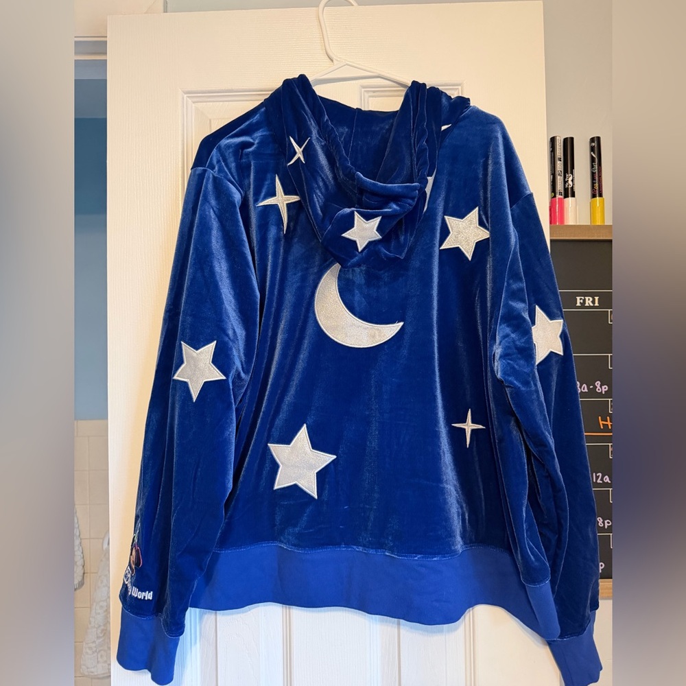 Walt Disney World Constellation Sorcerer Mickey Velvet Zip Hoodie Sweatshirt - Picture 2 of 4